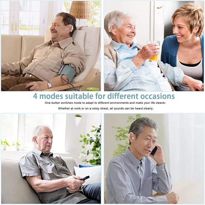 Hearing Aids for Seniors with Hearing Loss, Rechargeable Hearing Amplifiers with Noise Cancelling and Volume Control for Adults Women Men, Behind-The-Ear Hearing Aid