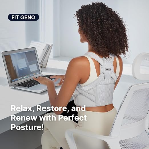 Fit Geno Posture Corrector for Women Lite, Upper Back Brace for Slouching | An Adjustable, Lightweight Design Supports Your Neck, Shoulders, and Upper Back to Help You Sit and Stand Taller