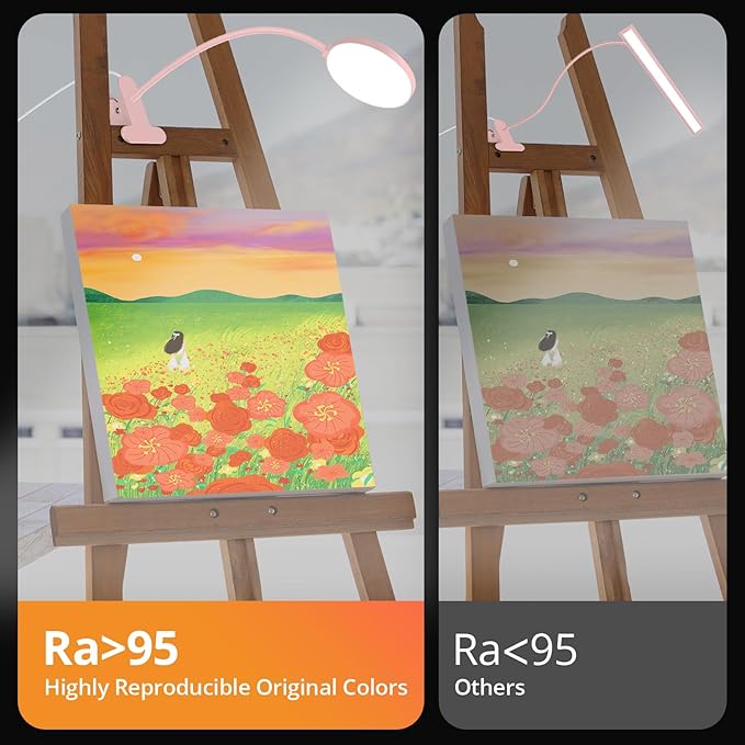 Reading Light with Remote, LED Desk Lamp Clip on [1H Timer & Nightlight] RA>95 Dimmable Flexible Gooseneck, Reading Lamp with Clamp for Table - 4.7'' (Adapter Included)