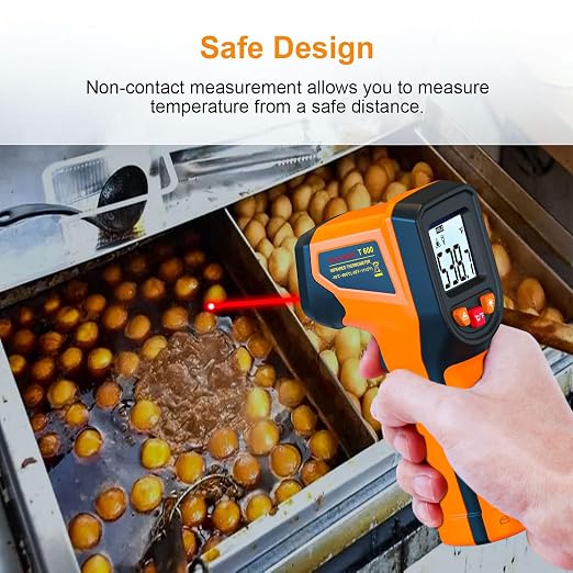 Laser Infrared Thermometer Non-Contact Digital Temperature Gun, -58℉～1112℉(-50℃～600℃) IR Thermometer for Industrial, Kitchen Cooking, Automotive, HVAC (Not for Human Body Temp)