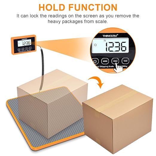 THINKSCALE Shipping Scale, 10g/1oz Precision Postal Scale - 440lb Capacity, Lightweight Postage Scale for Packages, Luggage, Mail, Ecommerce, Warehouse & Home, Battery & AC Adapter Included
