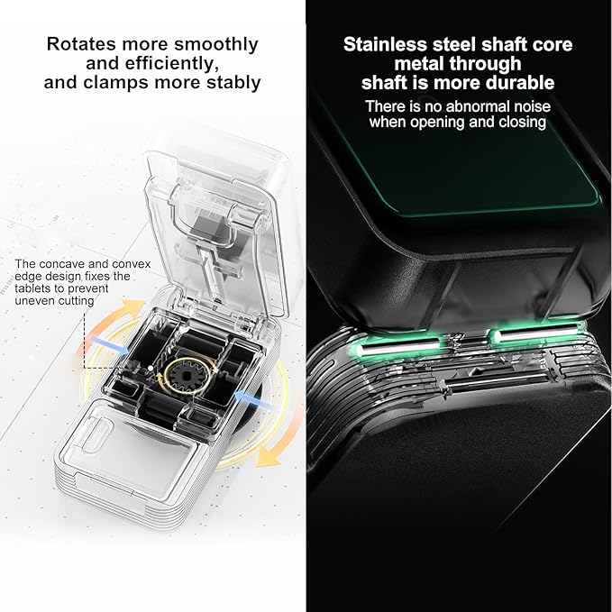 Pill Splitter for Large, Small, and Tiny Pills, 1/2 and 1/4 Portable and Adjustable Tablet Cutter with Hidden Blade,Cut Multiple Tablets with Storage Space (Brown)