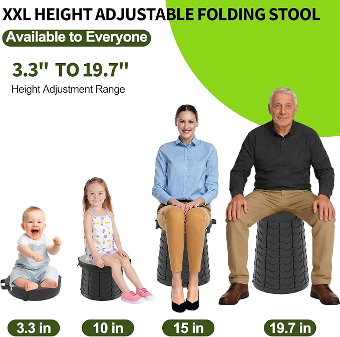 Upgrade XXL-19.7" Portable Toilet for Adults Travel Toilet Extra Large with 880lbs Load Capacity Porta Potty for Adults Kids with Lid, Adjustable Height Camping Toilets with Carry Bag