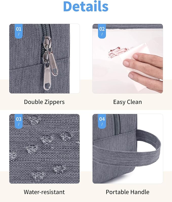 Narwey Clear Travel Toiletry Bags for Traveling Toiletries Men Women, Clear Makeup Bag Cosmetic Bag with Zipper, Make Up Pouch Organizer Bag with Handle, Skincare Beach Snack Medicine Bag, Grey