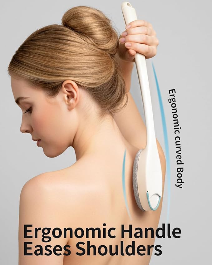 BUBBLEDANCE® Exfoliating Back Scrubber with Extendable Long Handle (17.5"~31.9") | Deep Cleansing Body Scrubber for Oily & Rough Skin | Upgraded Shower Towel & Washcloth to Prevent Back Acne