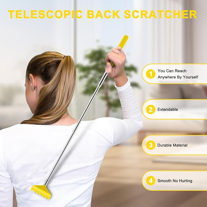 6 Pack Back Scratcher, Stocking Stuffers for Women Men Teen Girls | Prizes for Adults, Birthday Bulk Christmas Gift, Mothers Fathers Day Dad Gifts, Easter Basket Stuffers (Yellow)