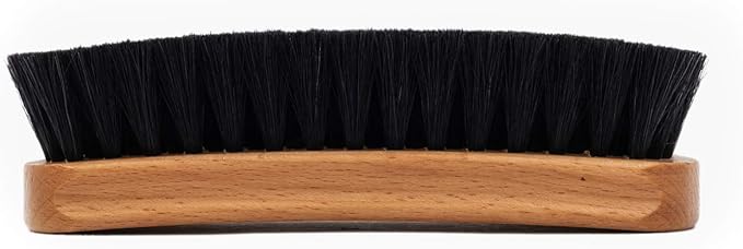 Premium Shoe Brush - Horsehair Shoe Brush - Concaved Handle for Premium Grip, Tan