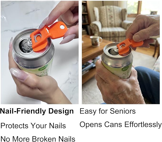 Soda Can Opener Set, 10PCS Easy Tab Opener and Drink Protector with Reusable Complete-Cover Plastic Can Toppers, Fits Coke, Beer & Aluminum Beverage Cans, 5 Colors Lids for Party, BBQ, Camping