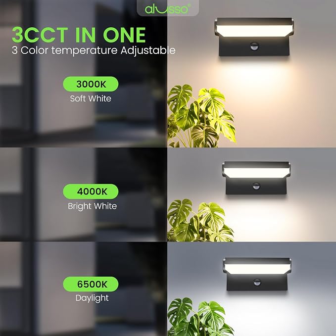 ALUSSO® 20W/40W/55W LED Outdoor Motion Sensor Wall Light, 3000K/4000K/6500K Aluminum Exterior Lighting Fixtures, 360° Rotatable Wall Pack Lights, IP65 Waterproof Sconce for Porch Patio Garage, Black