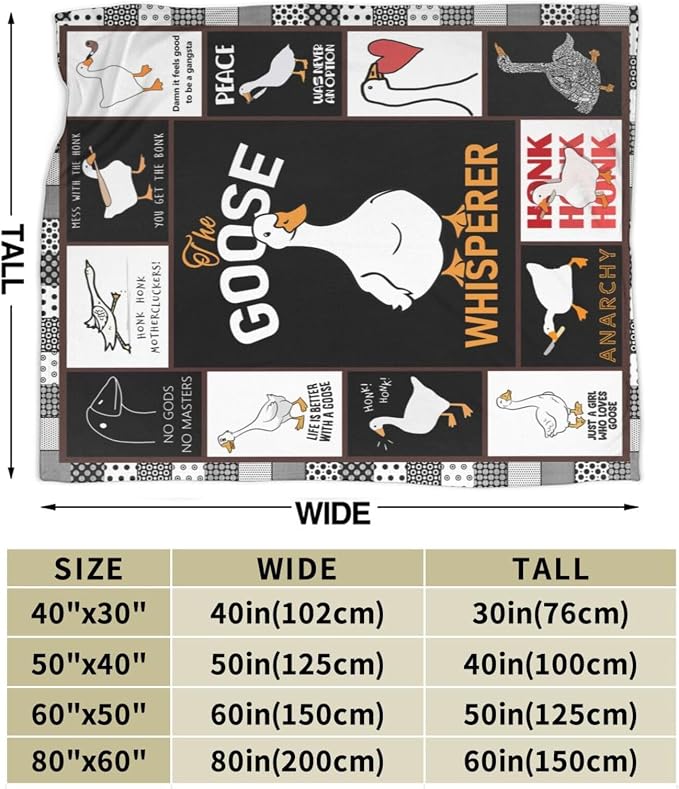 Funny Goose Blanket Soft Cozy Cute Goose Plush Throw Blanket Warm Lightweight Flannel Fuzzy Fleece Goose Stuff Animal Decor Blanket Gifts for Lovers Girls Boys Kids Adults Women Bed Travel 50"x60"