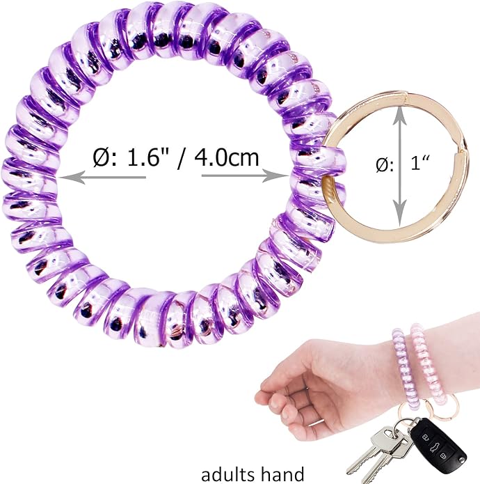 BIHRTC Stretchable Wristband Wristlet Keychain Elastic Coil Spring Spiral Key Chain for Gym Pool Sauna Outdoor Activities