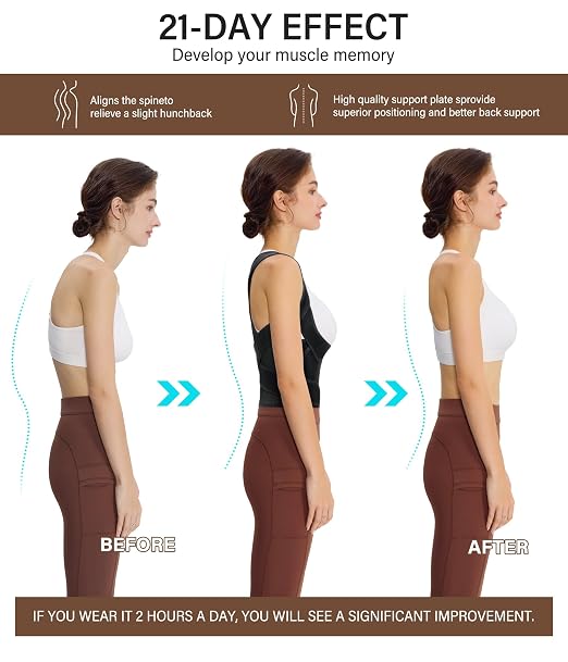 URSEXYLY Back Brace Posture Corrector for Women Breathable Posture Brace Adjustable Full Back Support Brace,Upper and Lower Back Pain Relief(XX-Large,Black)