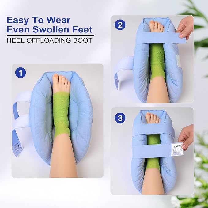 Heel Protectors for Pressure Sores, Adjustable Heel Cushion Boots for Elderly Bedridden, Foot Support Pillows for Surgery Recovery, Ankle Pressure Ulcer Pads for Bed & Wheelchairs