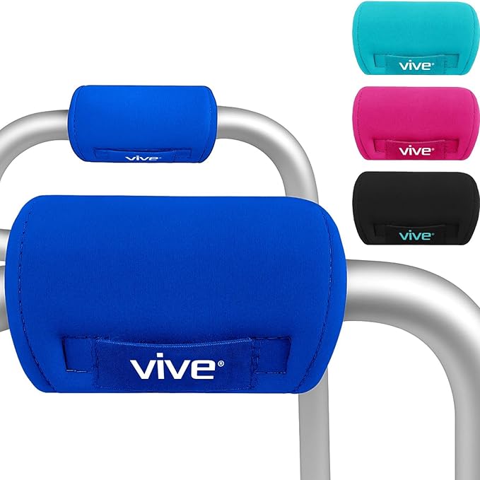 Vive Walker Handle Cushions - Padded Hand Covers - Soft Cushion Padding Medical for Folding Rolling Wheelchair, Rollator Handle, Senior, Elderly Grippers - Crutch Handle Pad Grips - Mobility Aid