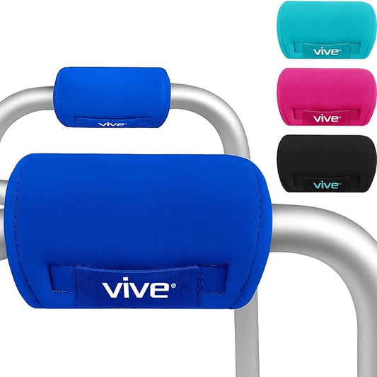 Vive Walker Handle Cushions - Padded Hand Covers - Soft Cushion Padding Medical for Folding Rolling Wheelchair, Rollator Handle, Senior, Elderly Grippers - Crutch Handle Pad Grips - Mobility Aid