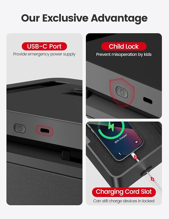 Vaydeer Metal Timed Lock Box, Phone Lockbox with Timer, iPad Safe Container, Self-Control Locker with USB-C Charge,Electronic Device Time Release Jail for Cellphone/Tablet/Medicine/Snack/Alcohol-Large