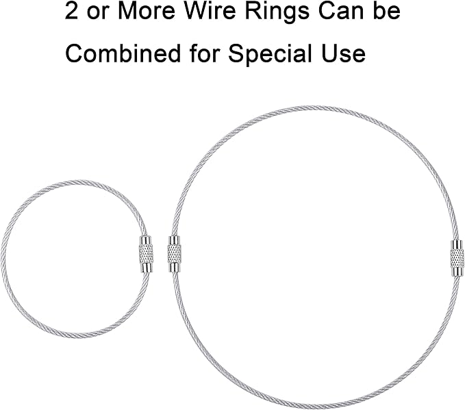 Wisdompro Wire Keychain Cable, 4.3/6.3 Inch Stainless Steel Wire Keyrings | Heavy Duty Wire Key Rings Metal Wire Cable Key Chain Loop for Luggage Tags, Keys, Crafts and ID Tags