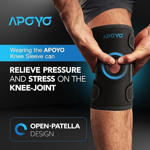 APOYO Knee Brace for Women & Men - Knee Compression Sleeve For Knee Pain Relief, Meniscus Tear, ACL, Arthritis, Joint Pain Relief, with Patella Gel Pad & Side Stabilizers (Small) Blue