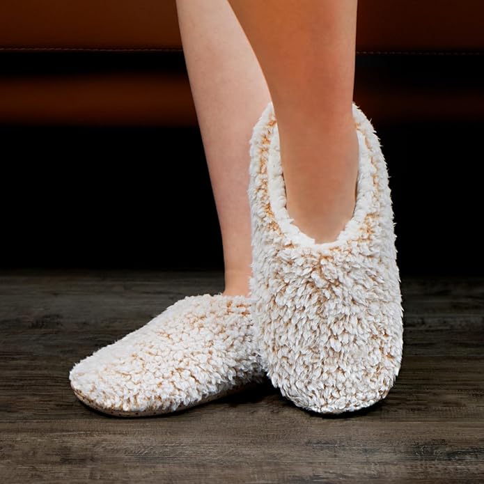 cosyone1997 2-Pair Thick Warm Fuzzy Slippers for Women Indoor Fluffy Sherpa Lined, Winter House Shoe Socks Non-Slip Soft Soles, Cozy Christmas Gifts