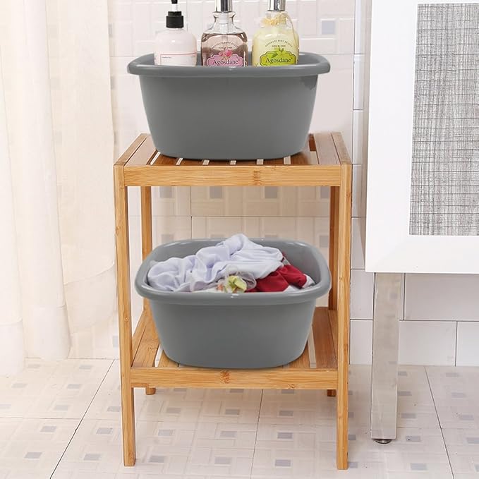 Begale 3-Pack 16 Quart Plastic Wash Basin, Dish Pans Kitchen Sink, Gray