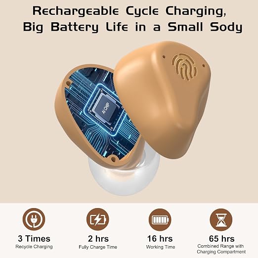 Hearing Aids for Seniors, 16-Channel Digital OTC Hearing Aids Tinnitus Relief, Smart Noise Reduction Chip, Rechargerable Long Battery Life,Providing Clear Sound Quality and Comfortable Wearing, Mini, Auto-On/Off