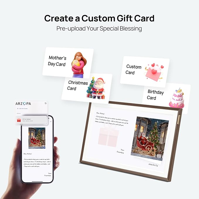 ARZOPA 15.6" Large Digital Picture Frame Free Cloud Storage No Subscription 1920X1080 FHD Touchscreen Anti-Glare Electric Photo Frame Slideshow Custom Gift Mode for Family and Friends