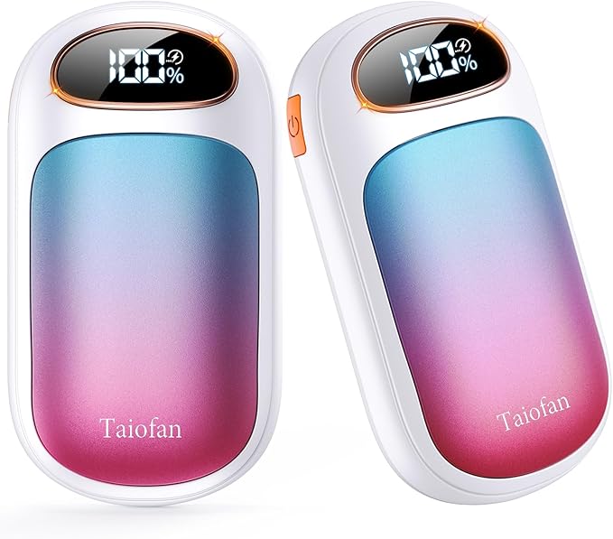 Rechargeable Hand Warmer 2 Pack, LED Display & 4 Levels, Ultrathin Electric Hand Warmers Portable USB Pocket Heater Fits Gloves for Hunting Essentials, Camping, Raynauds, Gifts for Christmas