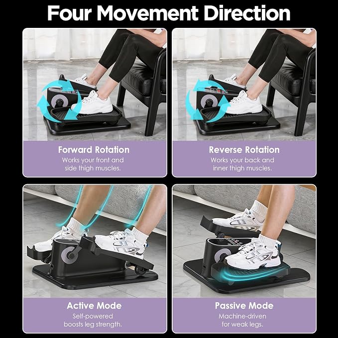 Under Desk Elliptical Machine for Senior Mini Elliptical Leg Exerciser with Remote Quiet Portable Electric Seated Foot Pedal Exerciser for Home Office