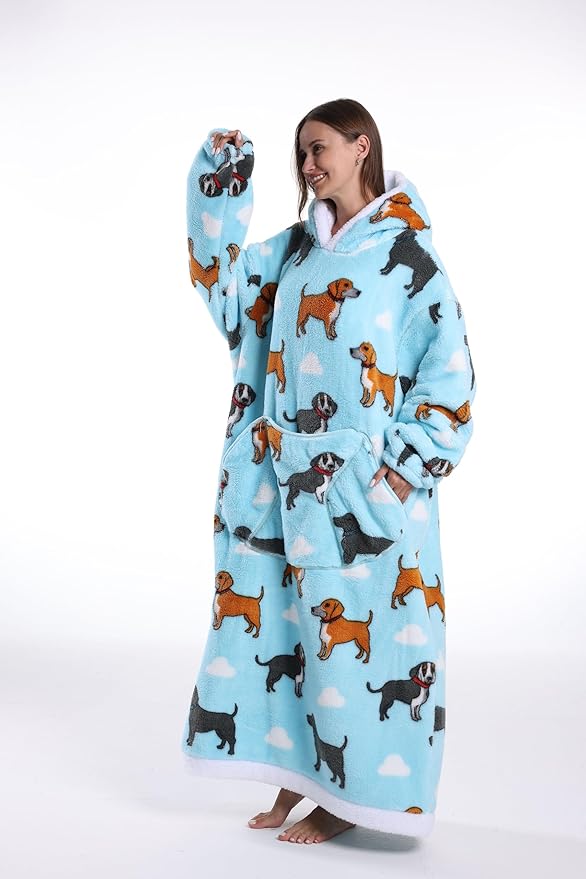 Blanket Hoodie, Long Hooded Blanket Sweatshirt as Birthday Gifts for Women Men, Long Wearable Blanket for Women Men.