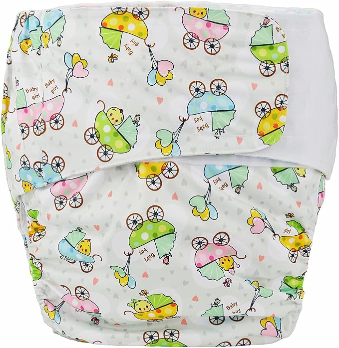 Large Teen Adult Cloth Diaper Reusable Washable Disability Incontinence Hook and Loop (Baby Stroller (Large 26in to 50in))