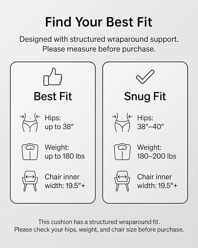 Civa Ergonomic Seat Cushion for Office Chair - Back Support Extra Thick Premium Memory Foam,Posture Support Cushion for Work&Driving Office Chair Cushion, Long Sitting Comfort
