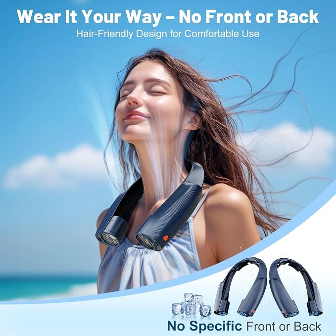 8000mAh Portable Neck Fan with 6 Powerful Speeds, 20H Runtime Cooling Fan | USB-C Rechargeable Fan,Hands-Free 360° Cooling Neck Fan,Twistable,Wearable Personal Fan Gift for Women Men Outdoor