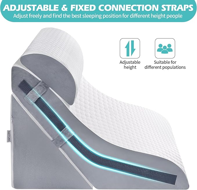 Wedge Pillow for Sleeping, Orthopedic Bed Wedge Pillow Set, 15-in-1 Adjustable Memory Foam Wedge Pillow Post Surgery, 9 &16 & 20 inch Height 3-in-1 Incline Pillows Wedges for Acid Reflux/Snoring
