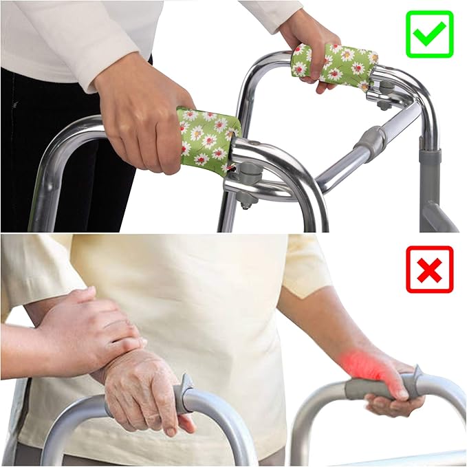 Universal Walker Hand Grip Padded Covers Non-Slip Cushion Foam for Folding Wheelchair Rollator Crutch Handle Pads 2-Pack
