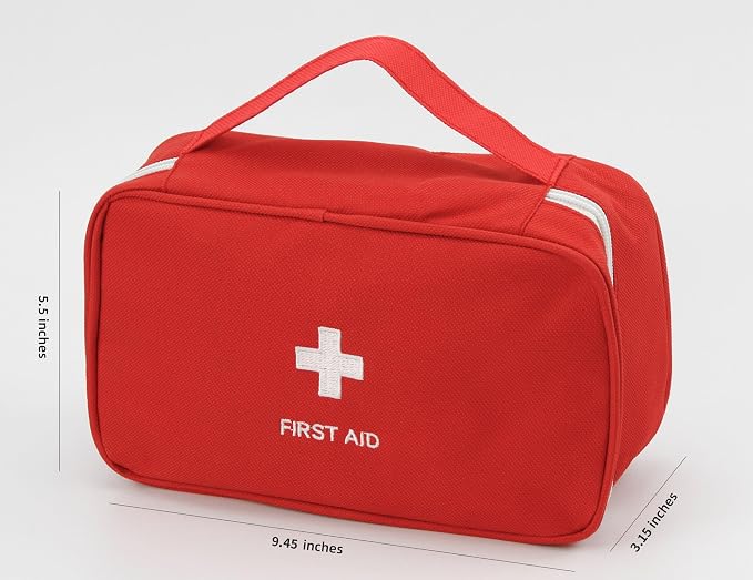 TOPASION Portable Empty First Aid Kit Bag, Travel Medicine Pouch, Small Medical Bag (Red)