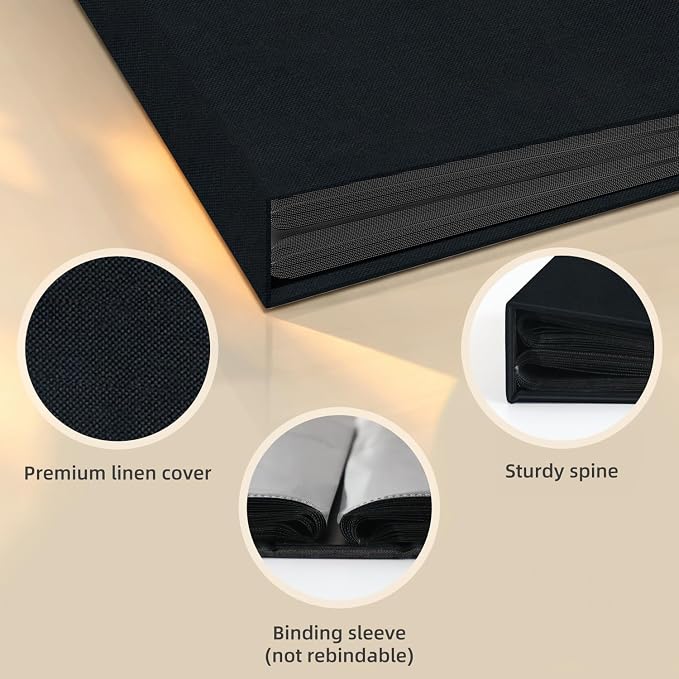 Popotop Photo Album 4x6 200 Pockets for Wedding Gifts,Linen Hardcover Picture Albums for Family Anniversary Baby Vacation Pictures