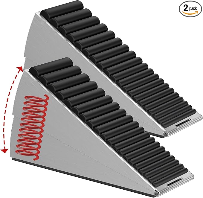 Optish 2 Pack Heavy Duty Door Stopper, Adjustable Spring Large Stopper, 3 Inches High Tall Wedge Stoppers for Bottom of Door, Door Stop Suits Any Heavy Door