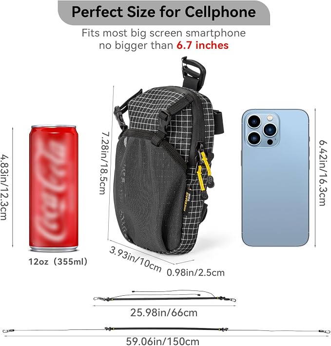 HIKEMAN Backpack Shoulder Strap Pouch - Smartphone Strap Pack,Waterproof Backpack Strap Pocket Attachment Bag for Hikers,Small Crossbody Bag Waist Pack for Sports Hiking Camping(Purple)