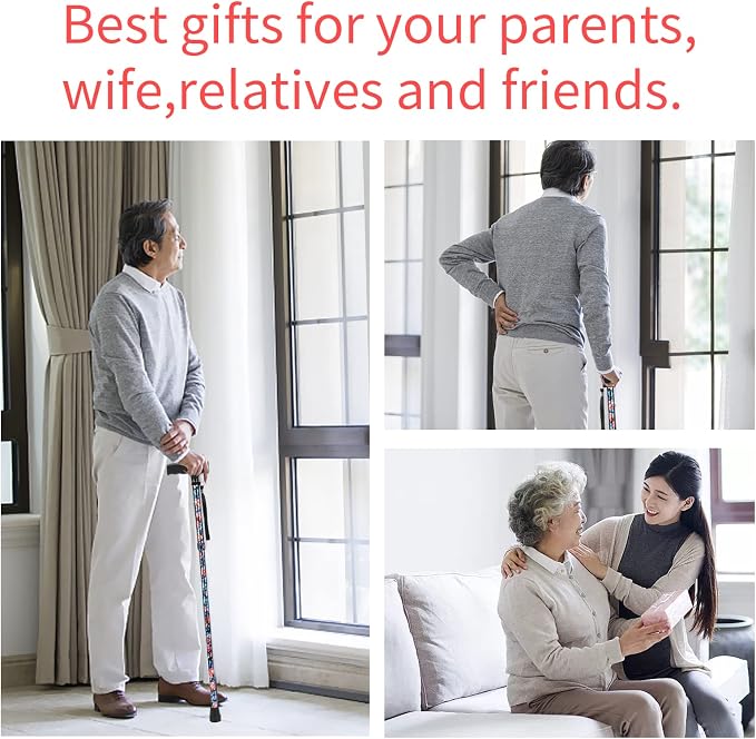 Walking Cane LIXIANG Cane for Man/Woman | Mobility & Daily Living Aids | 5-Level Height Adjustable Walking Stick | Comfortable Plastic T-Handle Portable Walking Stick Folding Cane