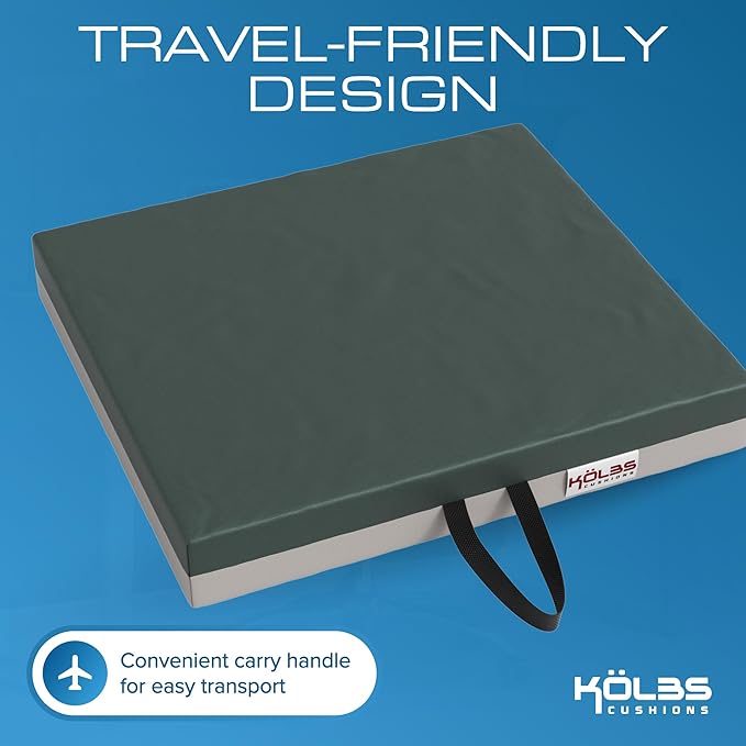 Kölbs Gel Extreme Wheelchair Cushions Seat Cushion, Coccyx, Sciatica & Tailbone Pain Relief Seating Pad Ideal for Office, Kitchen Wheelchairs and Auto, 20 x 16, 3 Inch Thick