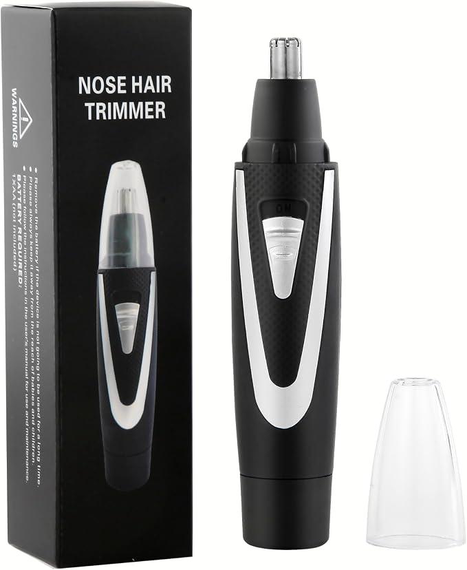 Ear and Nose Hair Trimmer Clippers: 2026 Professional Painless Eyebrow & Facial Hair Trimmers Remover for Men Women, Battery Operated Nasal Clipper, Dual Edge Waterproof Blades for Easy Clean, Black