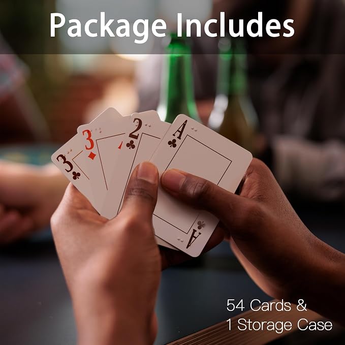 Braille Playing Cards for Visually Impaired - Large Print Tactile Poker Cards, 2.4x3.4 Inches, Sturdy Plastic for Blind Adults & Family Games