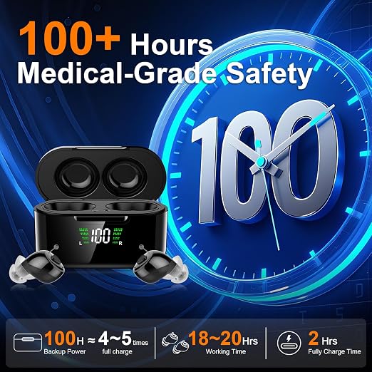 Ultra 32-Channel Digital OTC Hearing Aids for Seniors & Adults | AI noise cancel, 100+hrs battery, Superior sound, Invisible in-ear amp, Rechargeable, Auto on/off – for mild to moderate loss