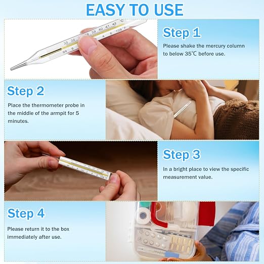 TOYANDONA 5PCS Glass Temperatures Measurement Adult - General Use Temperature Testing Tools Accurate Temperature Measurement for Families, Dual Scale