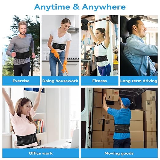 Back Support with Magnet, Tourmaline Magnetic Back Braces for Lower Back Pain Relief, Self Heating & Soothing Waist Band, Lumbar Support Belt for Herniated Disc/Sciatica (Medium)
