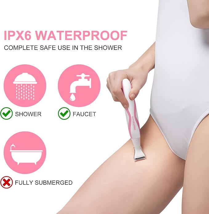 pinkpapaya 4in1 Nose Hair Trimmer for Women,Facial Hair Remover,Electric Face Shaver Razor for Nose Ear,Bikini Trimmer,Facial Hair Removal,ROSE/OI8J