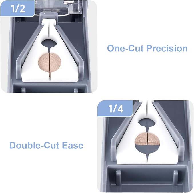 Fullicon Pill Cutter for Small or Large Pills, Pill Splitter with V-Shape Holder, Medicine Slicer with Sharp Blade,Tablet Splitter with Two Large Pill Organizers
