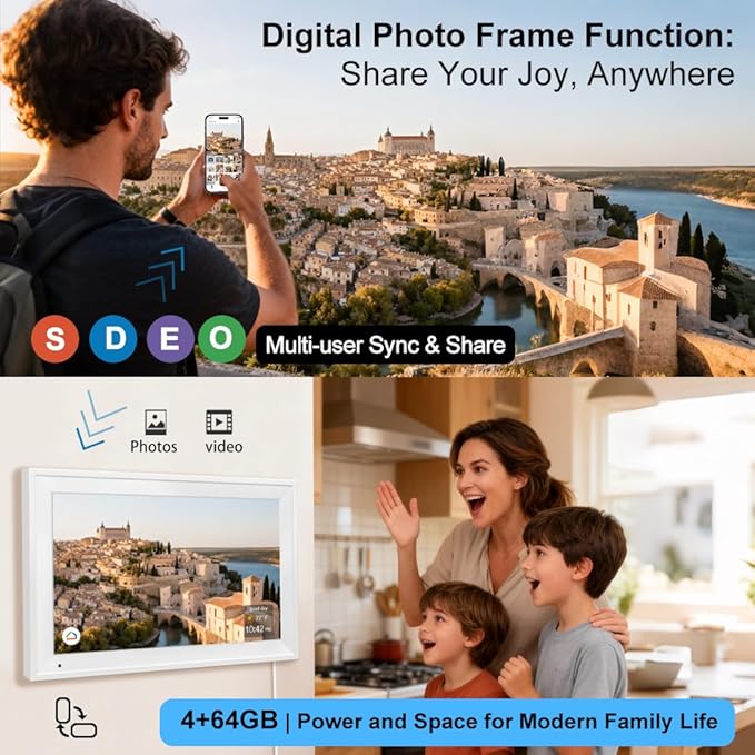 Smart Digital Calendar Family Planner Chore Chart HD Touchscreen Meal Planner & Photo Display Syncs with Online Calendars Includes Desk Stand & Wall Mount (15.6 Inch Digital Calendar - White)