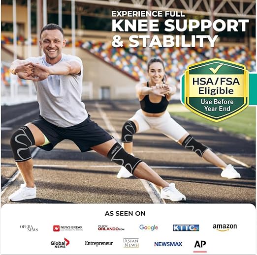 Modvel 2 Pack Knee Brace for Women & Men - Workout Knees Compression Sleeve for Knee Pain Relief Joint Support for ACL, Arthritis, Meniscus Tear Knees Brace for Sports, Rodilleras para Gym Fitness