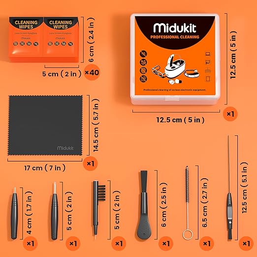 Hearing Aid Cleaning Kit with Cleaning Wipes - Hearing Aid Cleaning Tools Including Brush & Wax Loop & Magnet & Microfiber Cloth, Hear Clear Wax Guards, Hearing Aid Supplies